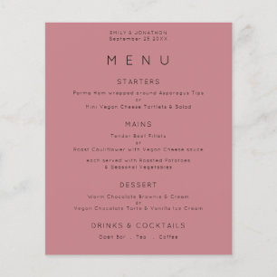 PAPER   Simple Text Dusty Rose Pink Wedding Menu