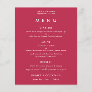 PAPER Simple Text Magenta Wedding Menu