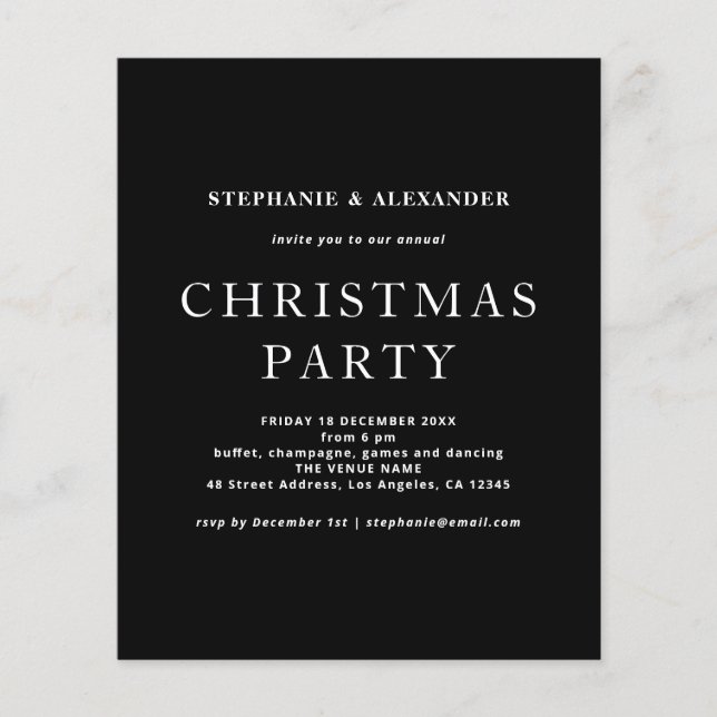 PAPER Simple White Black Christmas Party  (Front)