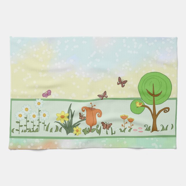 paper spring Easter Tea Towel (Horizontal)