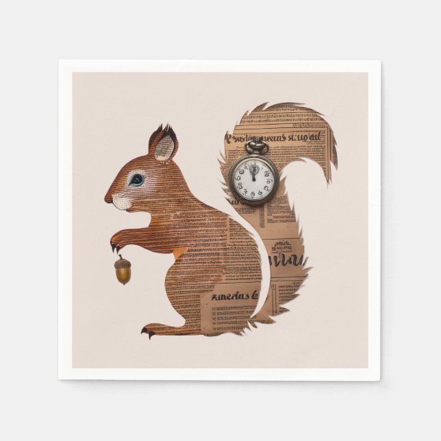 Paper Squirrel Napkin (Front)