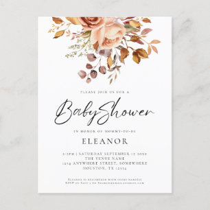 Paper Terracotta Florals Baby Shower Invitation Postcard