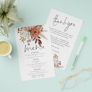 PAPER   Terracotta Florals Wedding Thank You Menu