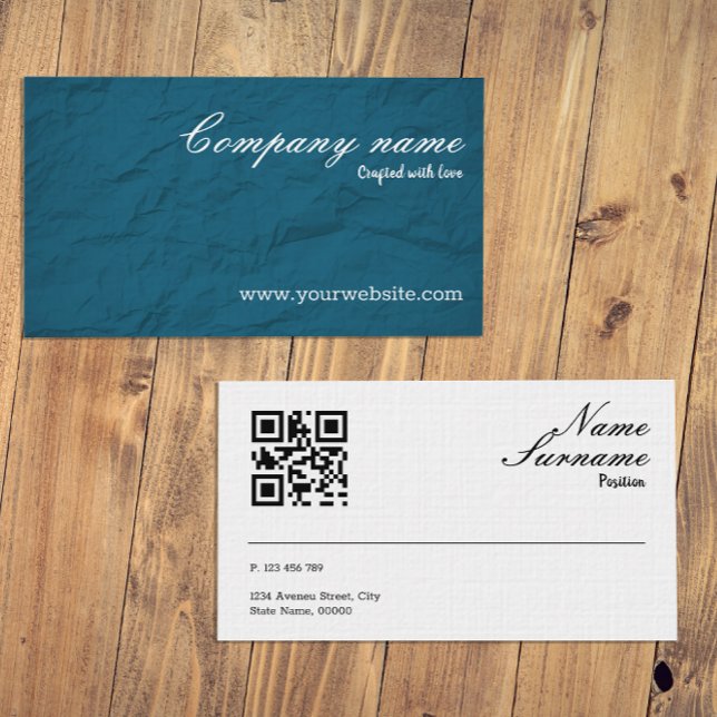 Paper texture turquoise jewellery QR Business Card (Creator Uploaded)