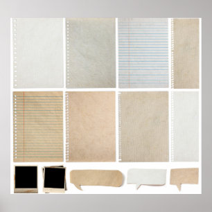 Paper Textures Background Design Elements Poster