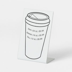 Paper To-Go Coffee Latte Espresso Cup Pedestal Sign