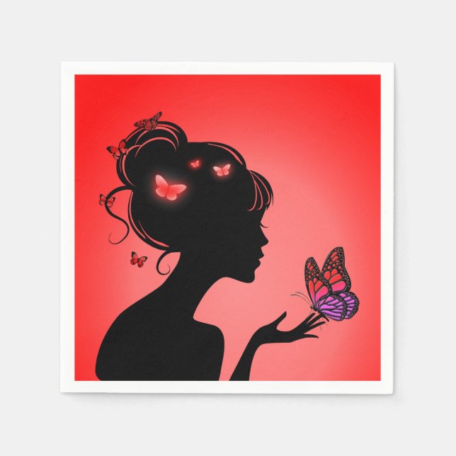 Paper Towel The woman butterflies Napkin (Front)