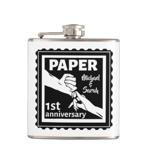 Paper traditional 1st wedding anniversary hip flask