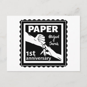 Paper traditional 1st wedding anniversary postcard