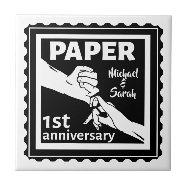 Paper traditional 1st wedding anniversary tile (Front)