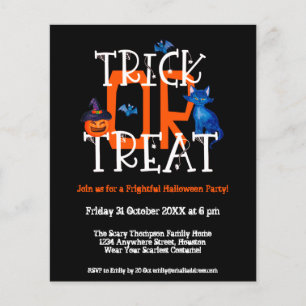 PAPER  Trick Or Treat Halloween Party Black Invite
