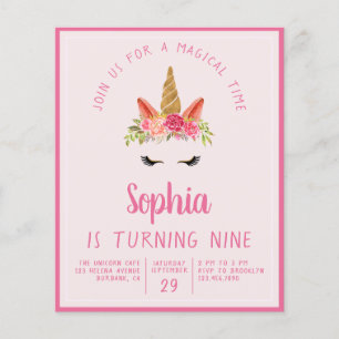 PAPER Unicorn Kid's Birthday Party Invitation