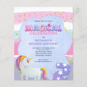 PAPER   Unicorn Magical 2nd Birthday Invitation