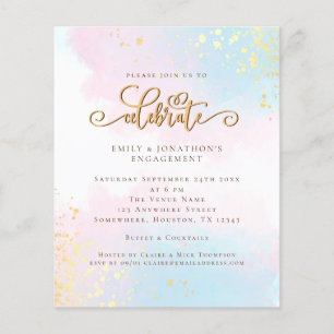 PAPER Watercolor Blue Pink Script Engagement