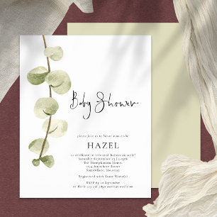 PAPER Watercolor Eucalyptus Script Baby Shower