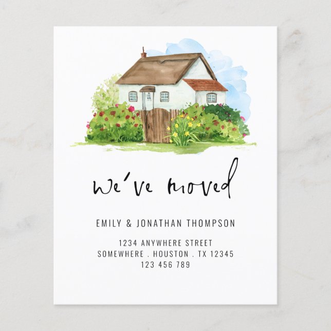 PAPER Watercolor Home We’ve Moved New Address (Front)
