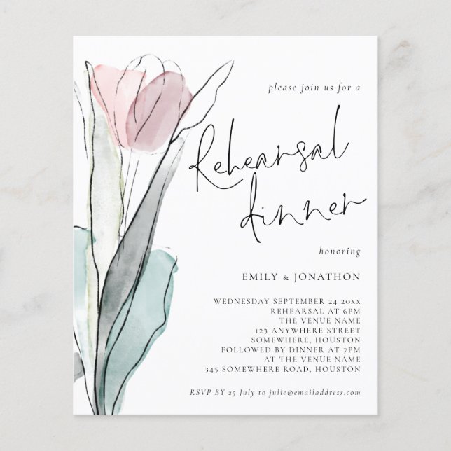 PAPER | Watercolor Tulip Rehearsal Dinner Invite (Front)