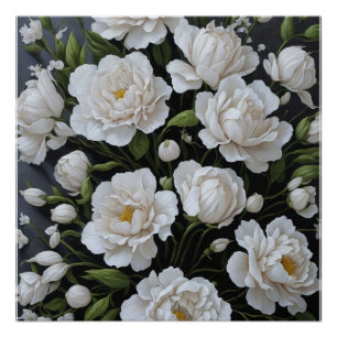Paper white flowers poster