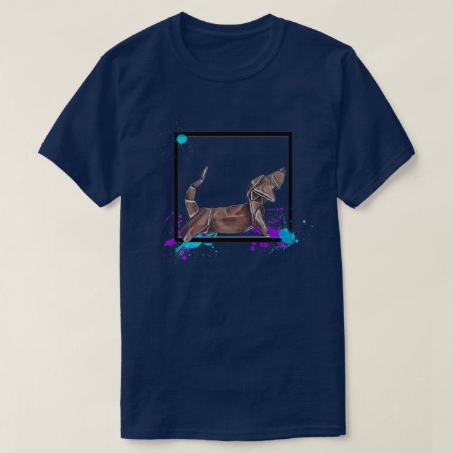 Paper Wiener Dog Wild World Of Paper Series T-Shirt (Design Front)