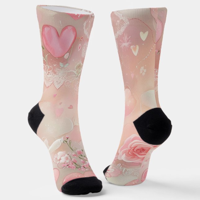Paper Wings and Roses Socks (Angled)