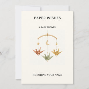 Paper Wishes Origami Crane Baby Shower Invitation