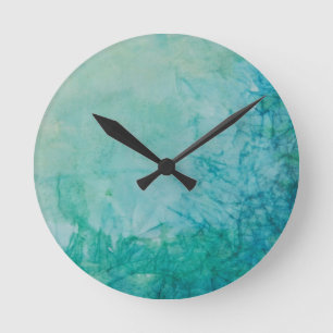 Paper With Blue, Green, And Black Paint Abstract Round Clock
