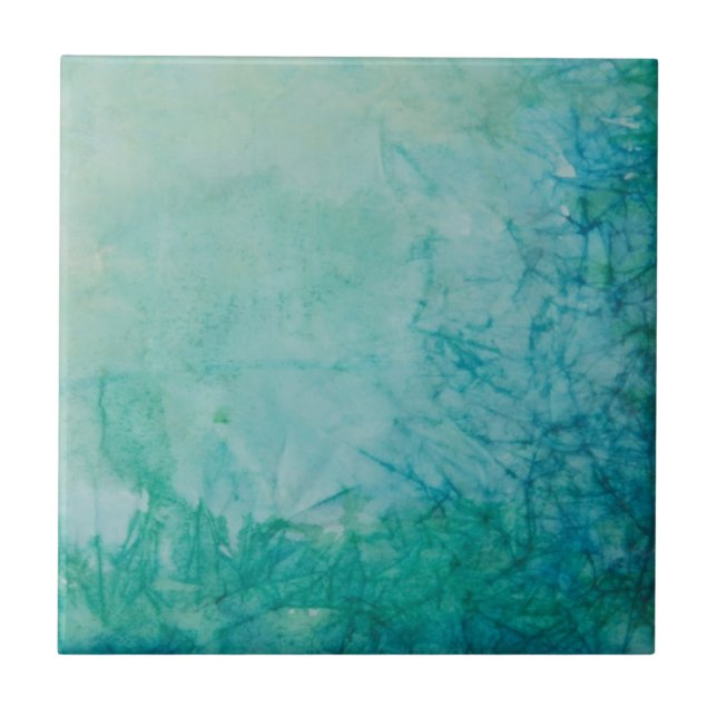 Paper With Blue, Green, And Black Paint Abstract Tile (Front)