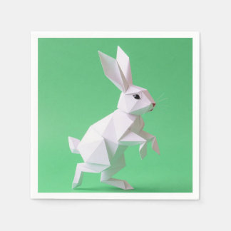 Paper work of rabbit in green world  napkin