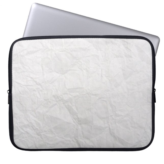 Paper wrinkled white cute texture laptop sleeve (Front)
