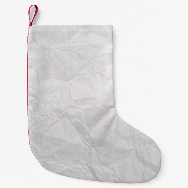 Paper wrinkled white cute texture small christmas stocking (Front)