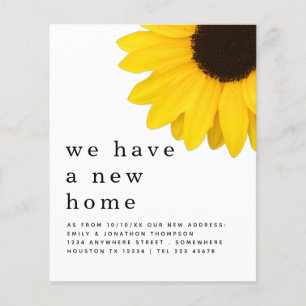PAPER Yellow Sunflower Moving New Home Details