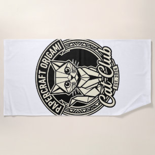 Papercraft Origami Cat Funny Cat Graphic - Papercr Beach Towel