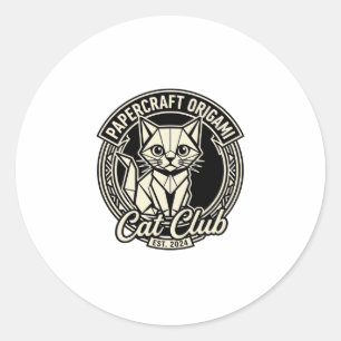 Papercraft Origami Cat Funny Cat Graphic - Papercr Classic Round Sticker