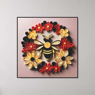 Papercraft Quilling Bee and Floral Design Canvas Print