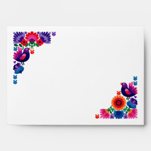 Papercut Colorful Folk Birds and Flowers Wedding Envelope