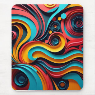 Papercut Colourful Waves Artwork Mouse Mat
