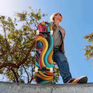 Papercut Colourful Waves Artwork Skateboard