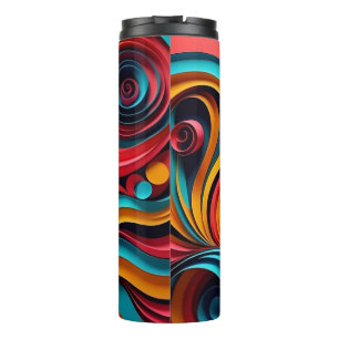  Papercut Colourful Waves Artwork Thermal Tumbler