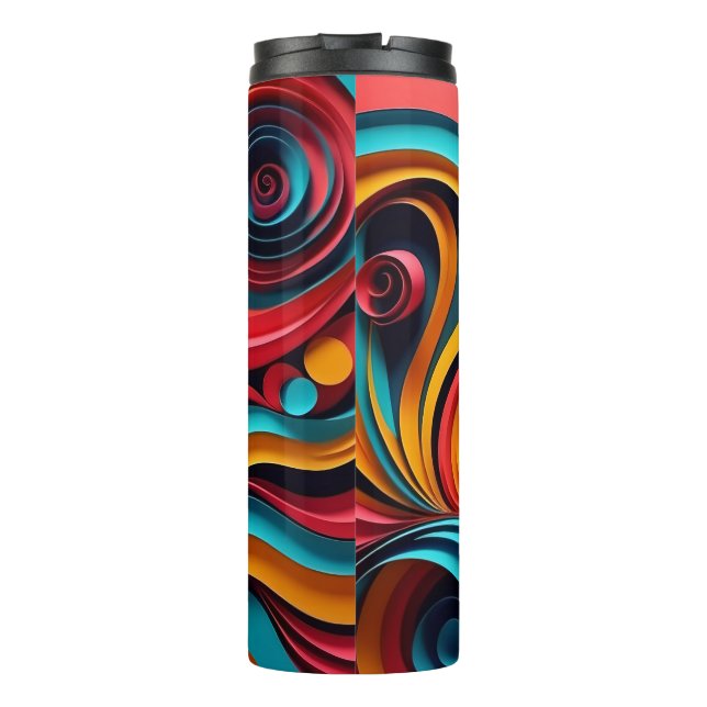 Papercut Colourful Waves Artwork Thermal Tumbler (Back)