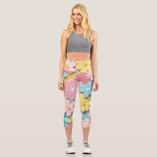 Papercut Flowers Capri Leggings