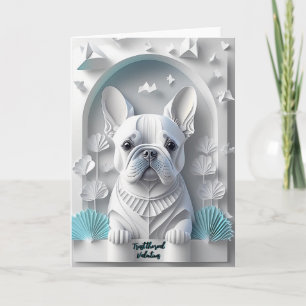 Papercut French Bulldog Illustration Holiday Card