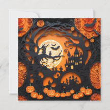 Papercut Halloween Scene