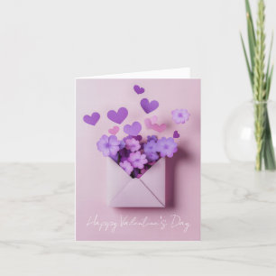 Papercut Hearts and Flowers Valentine's Greeting Holiday Card