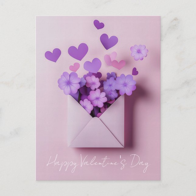 Papercut Hearts and Flowers Valentine's Greeting Postcard (Front)