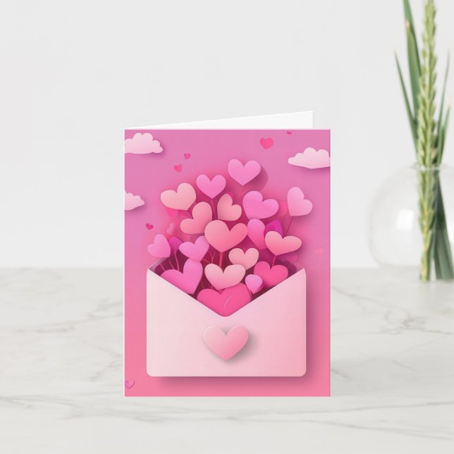 Papercut Hearts Valentine's Greeting Holiday Card (Front)