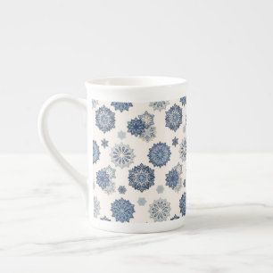 Papercut Holidays Alpine Blue Snowflake Bone China Mug
