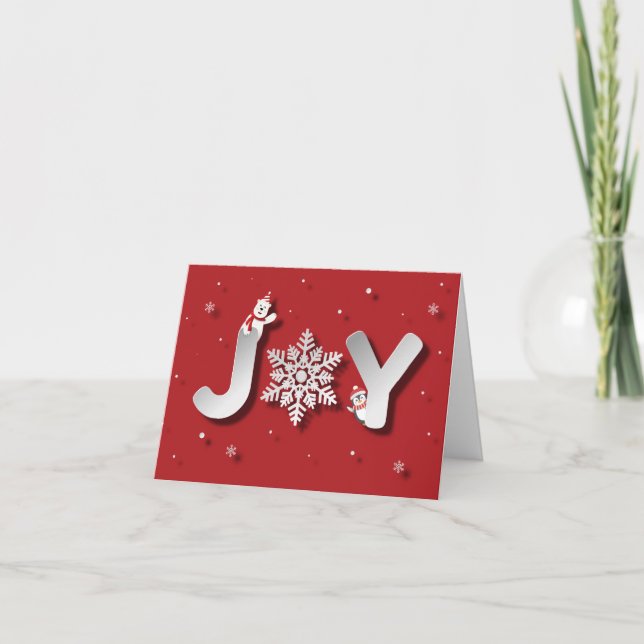 Papercut JOY with Penguin & Polar Bear Holiday Card (Front)