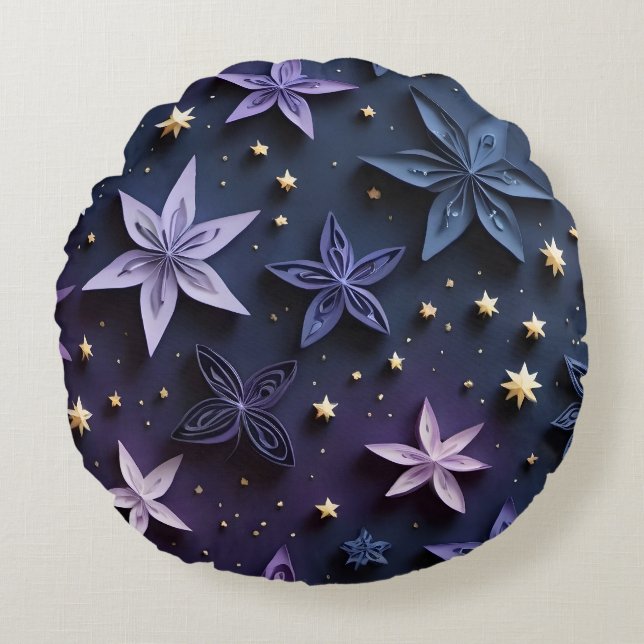 Papercut Night Stars Round Cushion (Front)