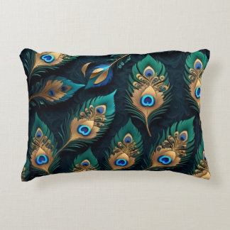 Papercut Peacock Feathers Pattern Decorative Cushion