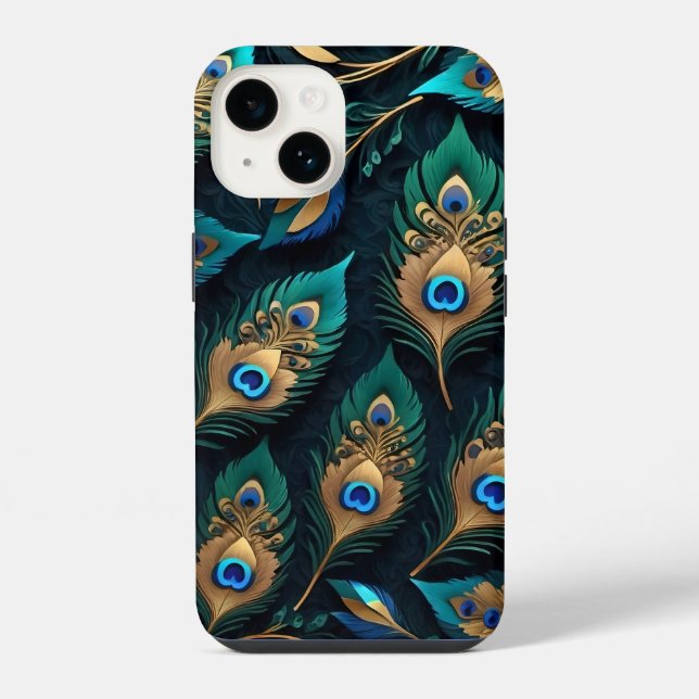 Papercut Peacock Feathers Pattern iPhone Case (Back)